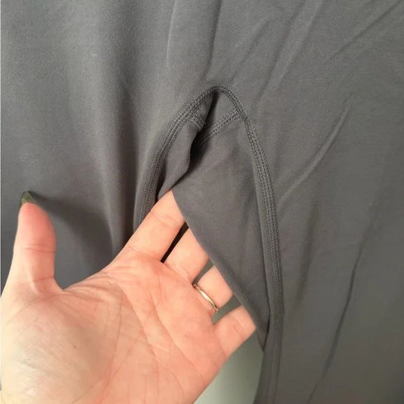 Halara Gray Flare Leggings High Waisted Yoga Pants w/ Pockets - Picture 3 of 4